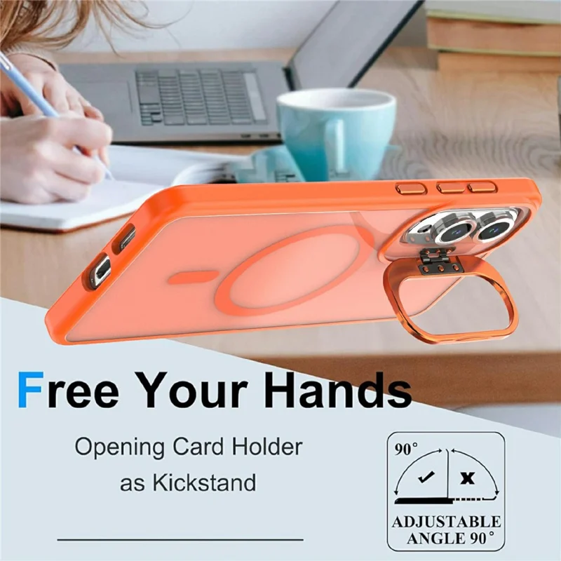 Étui magnétique pour Samsung Galaxy S25 Edge avec support pliable, housse mate en PC + TPU - Orange