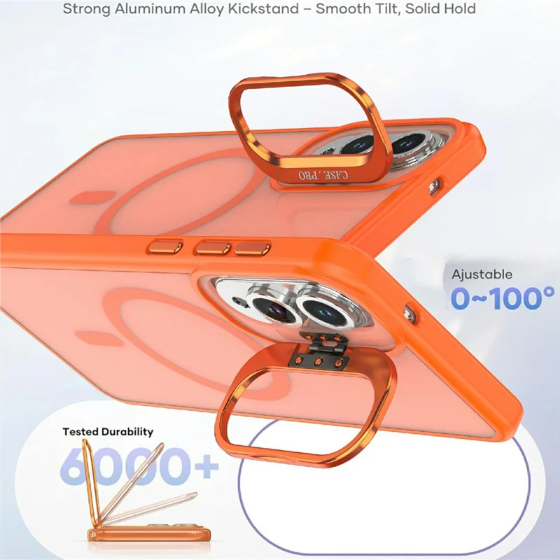 Étui magnétique pour Samsung Galaxy S25 Edge avec support pliable, housse mate en PC + TPU - Orange