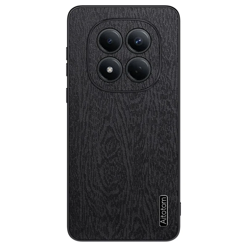 For Xiaomi Redmi Note 15 4G (Global) Case Wood Texture PU Leather Coated PC TPU Phone Cover - Black