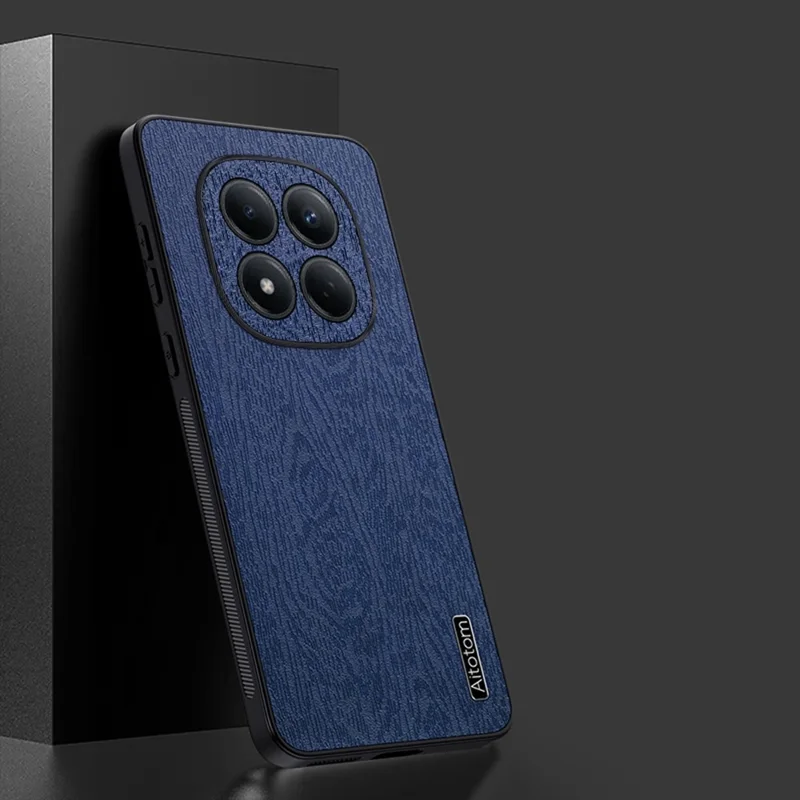 For Xiaomi Redmi Note 15 4G (Global) Case Wood Texture PU Leather Coated PC TPU Phone Cover - Blue