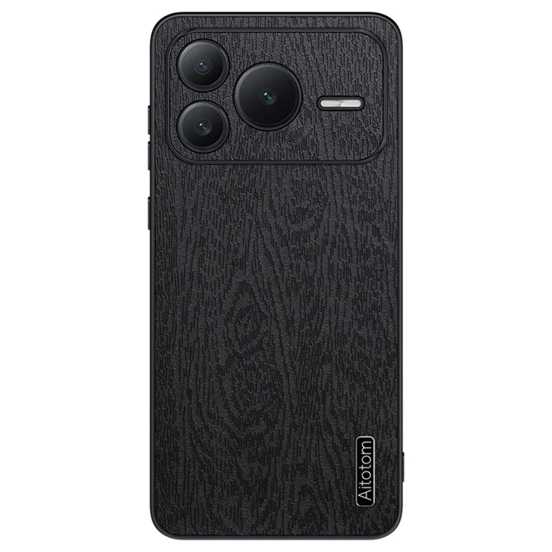 غطاء هاتف For Honor Power2 5G بتصميم خشبي مطلي بجلد PU مع حماية من البولي كربونات والبولي يوريثان - أسود