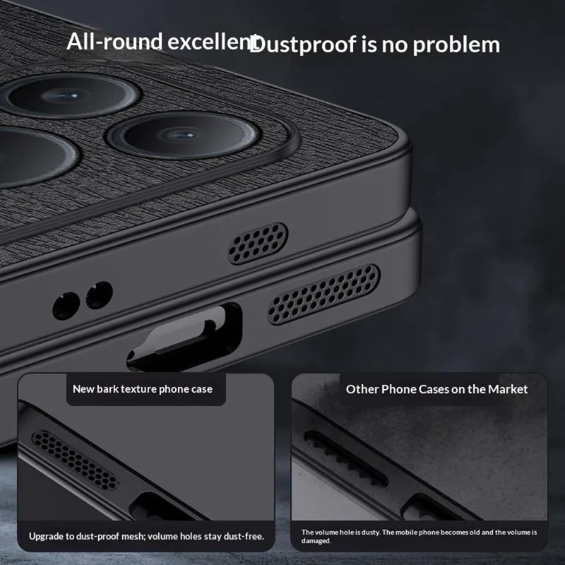 غطاء هاتف For Honor Power2 5G بتصميم خشبي مطلي بجلد PU مع حماية من البولي كربونات والبولي يوريثان - أسود