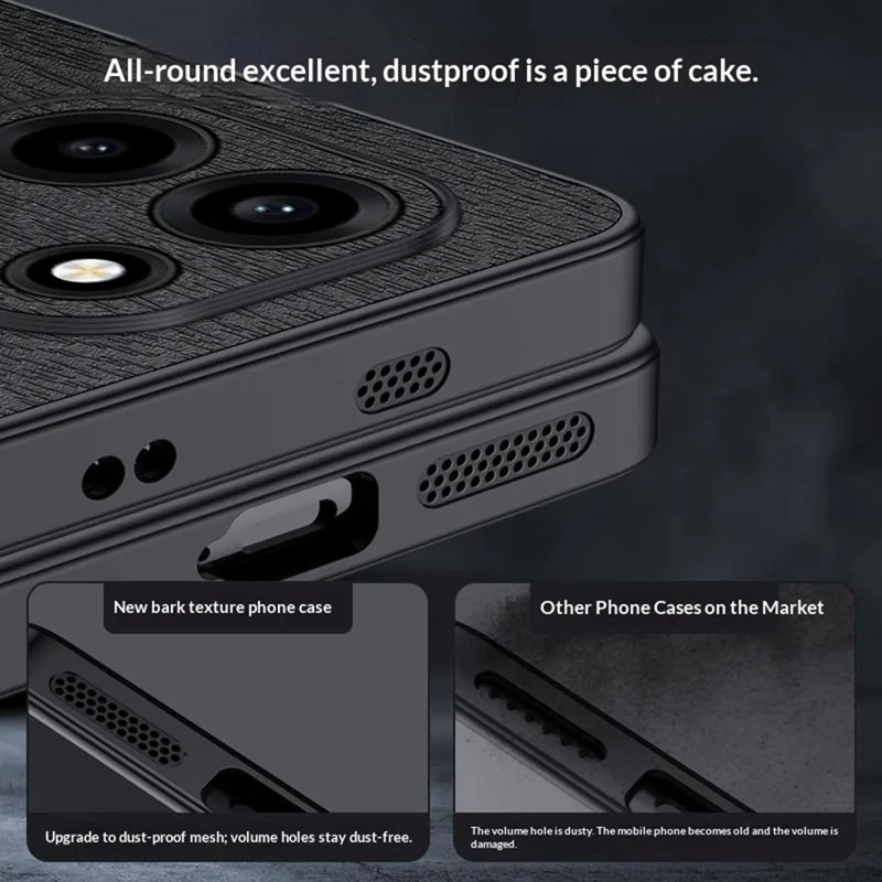 Coque pour OnePlus Turbo 6 5G, revêtement en cuir PU avec texture bois, coque en PC et TPU - Noir