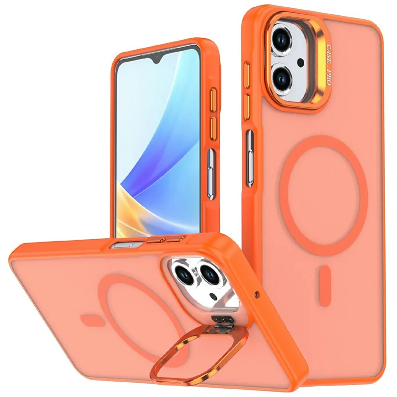 Magnetic Case For Samsung Galaxy A07 5G / A07 4G / A06 5G / A06 4G Foldable Kickstand Matte PC + TPU Phone Cover - Orange