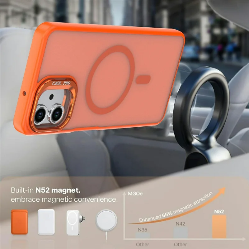 Magnetic Case For Samsung Galaxy A07 5G / A07 4G / A06 5G / A06 4G Foldable Kickstand Matte PC + TPU Phone Cover - Orange