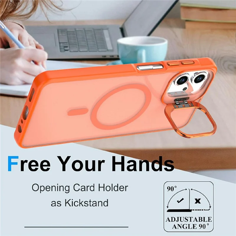 Magnetic Case For Samsung Galaxy A07 5G / A07 4G / A06 5G / A06 4G Foldable Kickstand Matte PC + TPU Phone Cover - Orange