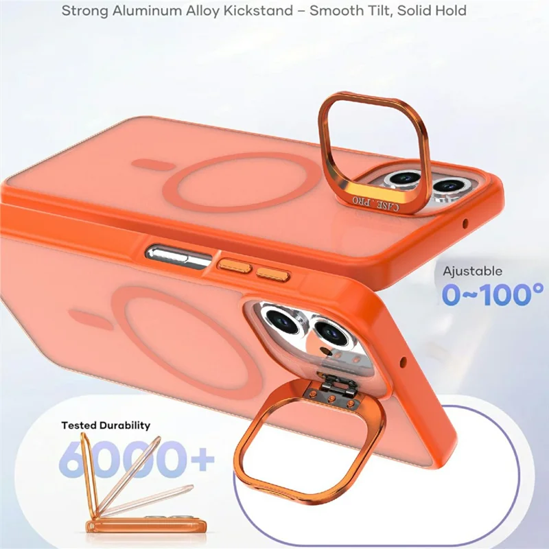 Magnetic Case For Samsung Galaxy A07 5G / A07 4G / A06 5G / A06 4G Foldable Kickstand Matte PC + TPU Phone Cover - Orange