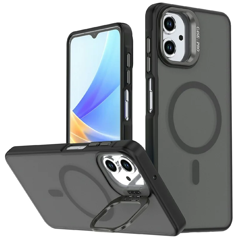 Coque magnétique pour Samsung Galaxy A07 4G / A06 5G / A06 4G, support pliable, finition mate, housse en PC + TPU - Noir