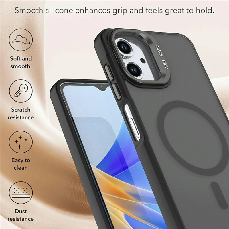 Coque magnétique pour Samsung Galaxy A07 4G / A06 5G / A06 4G, support pliable, finition mate, housse en PC + TPU - Noir
