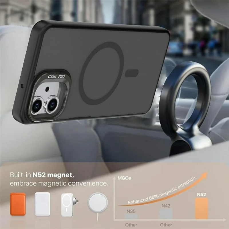 Coque magnétique pour Samsung Galaxy A07 4G / A06 5G / A06 4G, support pliable, finition mate, housse en PC + TPU - Noir