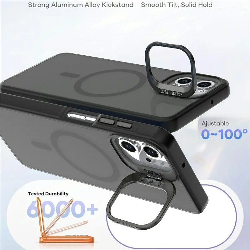 Coque magnétique pour Samsung Galaxy A07 4G / A06 5G / A06 4G, support pliable, finition mate, housse en PC + TPU - Noir
