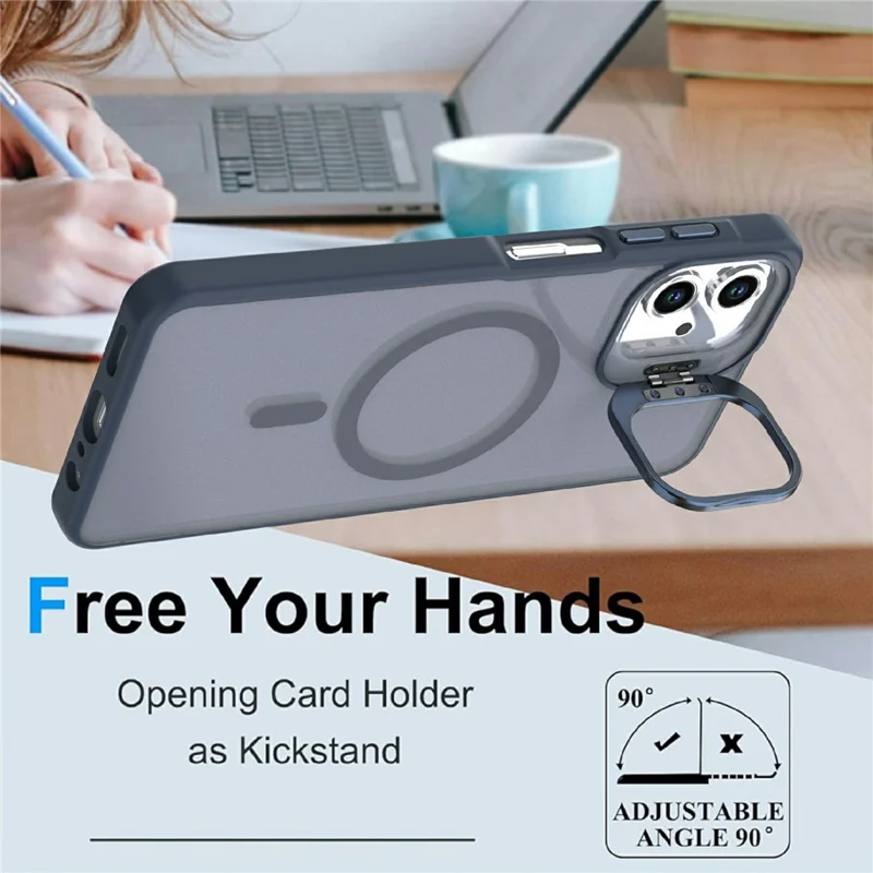 Magnetic Case For Samsung Galaxy A07 5G / A07 4G / A06 5G / A06 4G Foldable Kickstand Matte PC + TPU Phone Cover - Blue