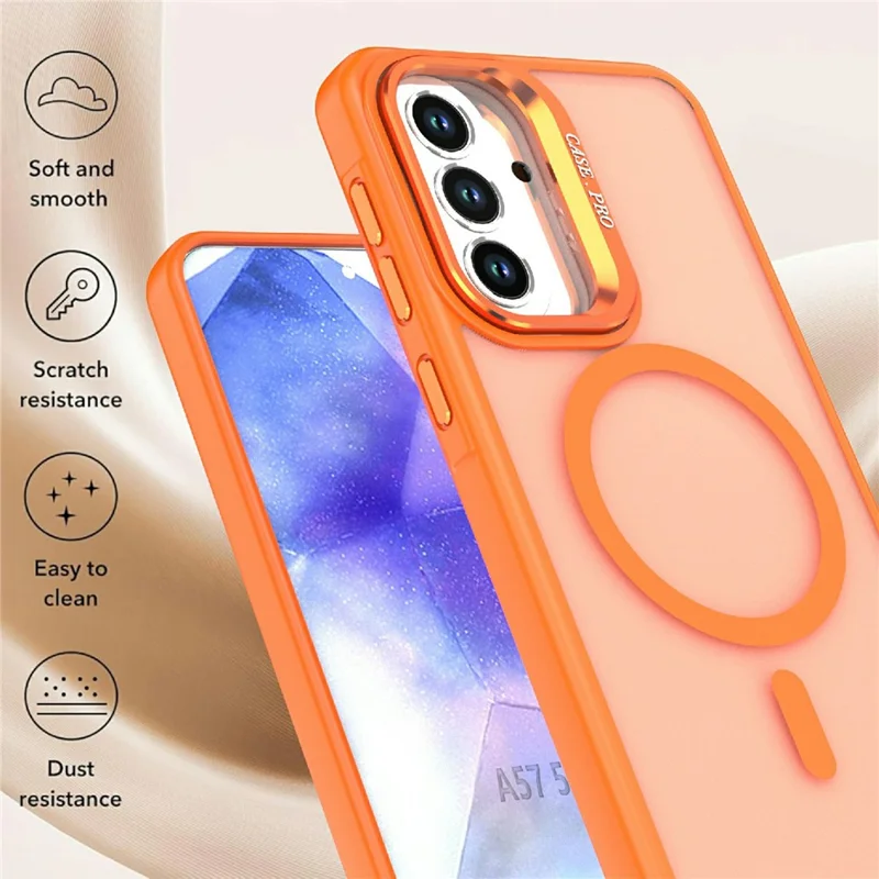 Für Samsung Galaxy A54 5G Magnetische Hülle Klappbarer Ständer Matt PC + TPU Handyhülle - Orange