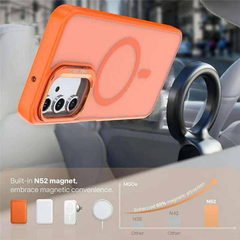 For Samsung Galaxy A05s 4G Magnetic Case Foldable Kickstand Matte PC + TPU Phone Cover - Orange