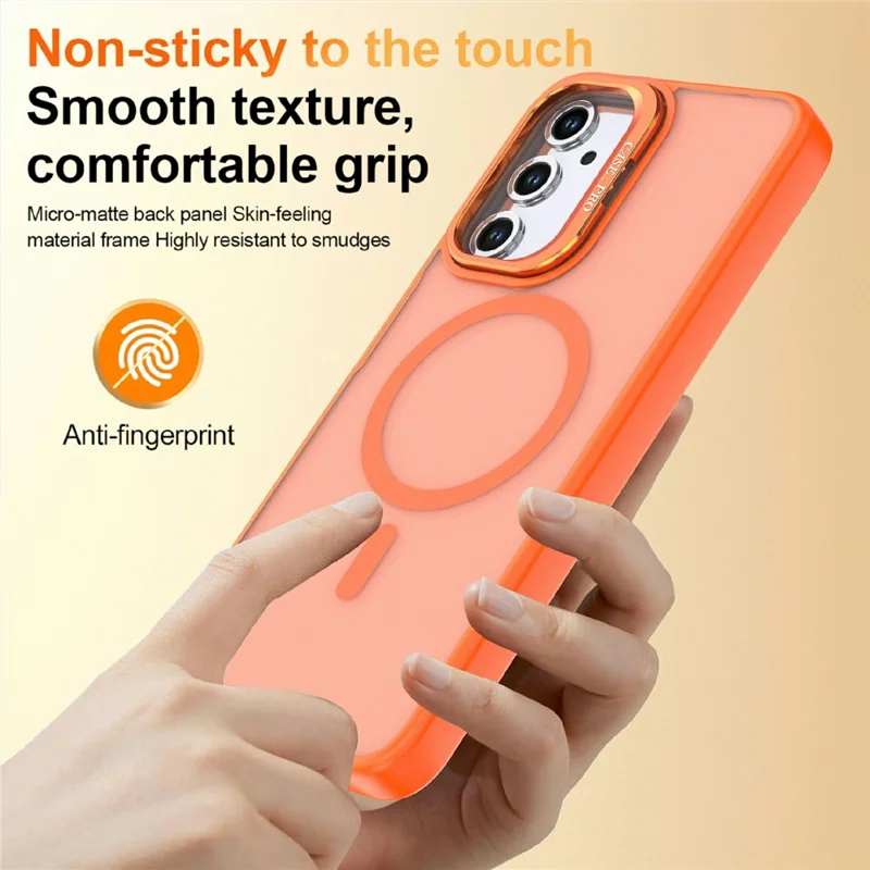 For Samsung Galaxy A05s 4G Magnetic Case Foldable Kickstand Matte PC + TPU Phone Cover - Orange