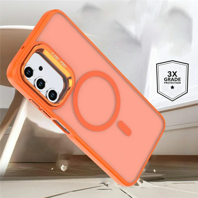 For Samsung Galaxy A05s 4G Magnetic Case Foldable Kickstand Matte PC + TPU Phone Cover - Orange