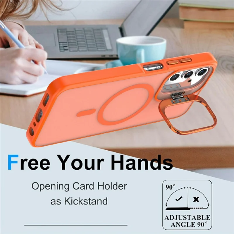 For Samsung Galaxy A05s 4G Magnetic Case Foldable Kickstand Matte PC + TPU Phone Cover - Orange