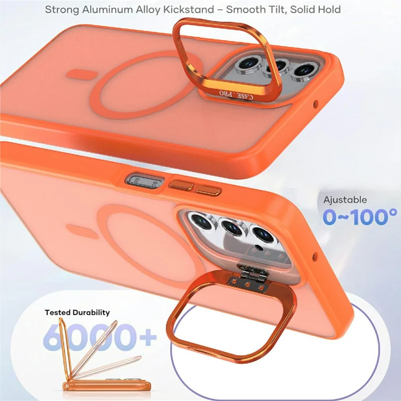 For Samsung Galaxy A05s 4G Magnetic Case Foldable Kickstand Matte PC + TPU Phone Cover - Orange