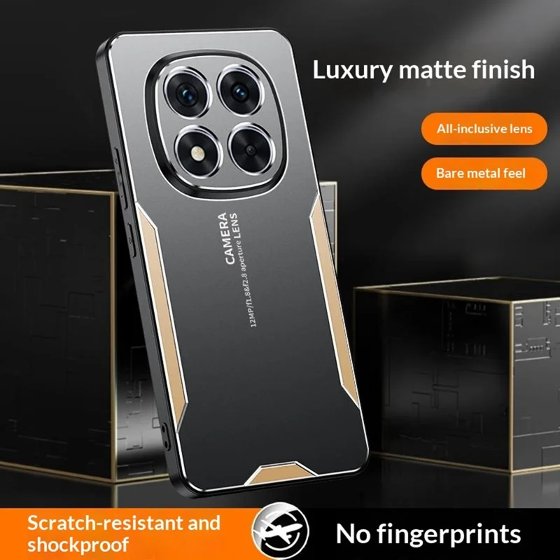 Coque pour Xiaomi Redmi Note 15 Pro 4G (Global) - Armature en alliage d'aluminium, dos en TPU et PC - Or