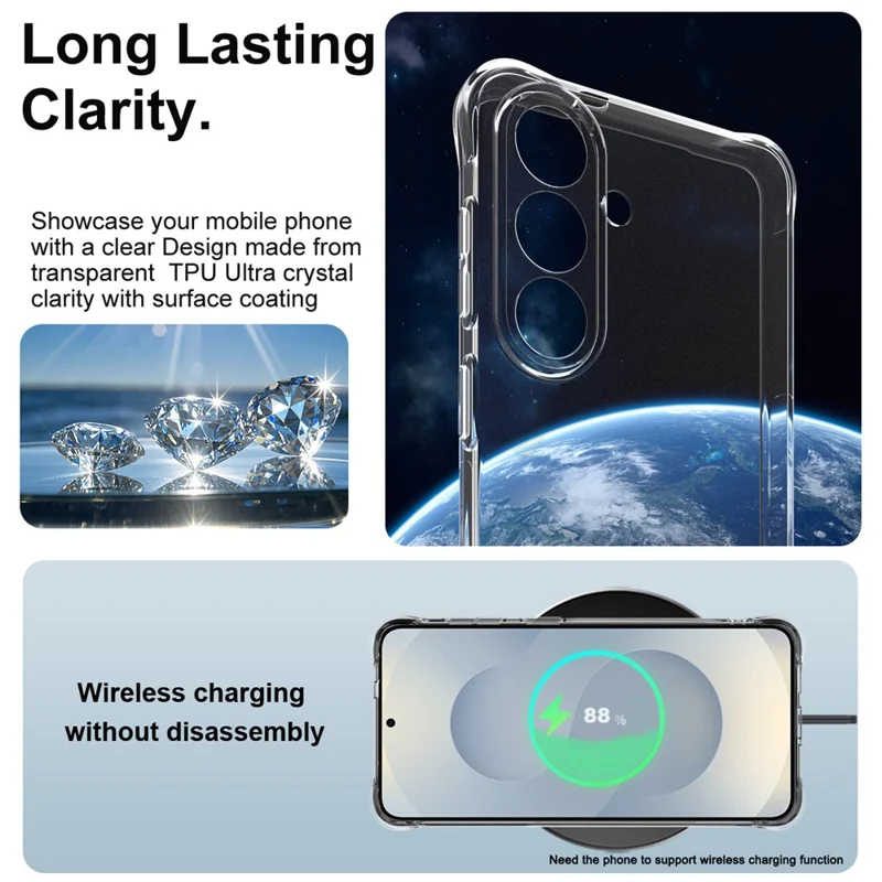 IMAK til Samsung Galaxy S26+ TPU-håndstøtte til telefon med luftkammer, stødfast beskyttelse - Transparent