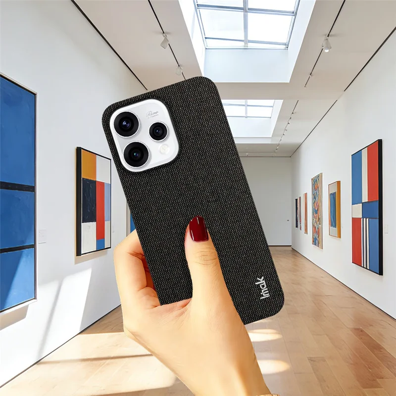 IMAK Ruiyi Series for Oppo Reno15 5G (Global) / Reno15c 5G (China) Case Fabric Texture Leather + PC Phone Back Cover - Black