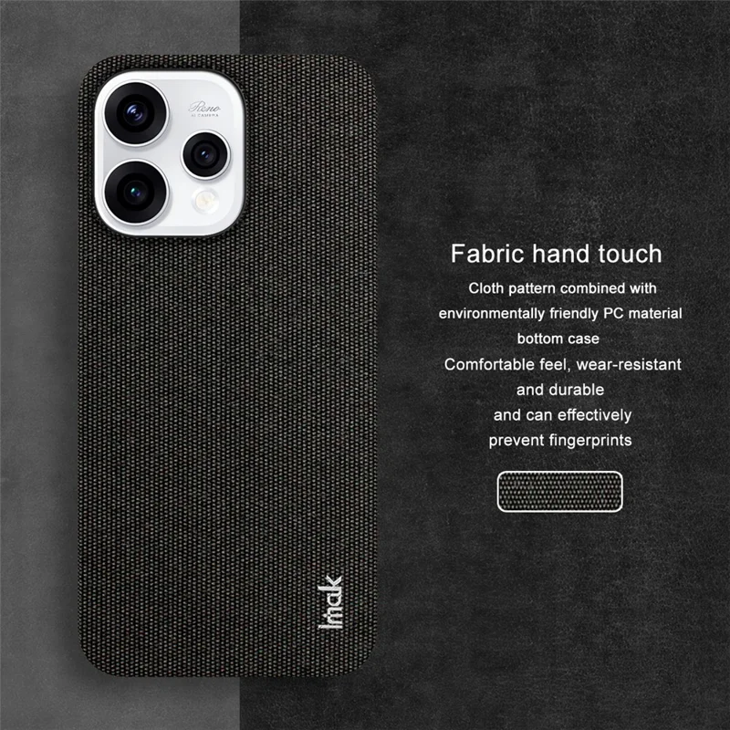IMAK Ruiyi Series for Oppo Reno15 5G (Global) / Reno15c 5G (China) Case Fabric Texture Leather + PC Phone Back Cover - Black