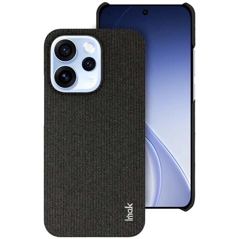 IMAK Ruiyi Series for Oppo Reno15 Pro 5G (Global) / Reno15 5G (China) Case Fabric Texture Leather + PC Phone Back Cover - Black