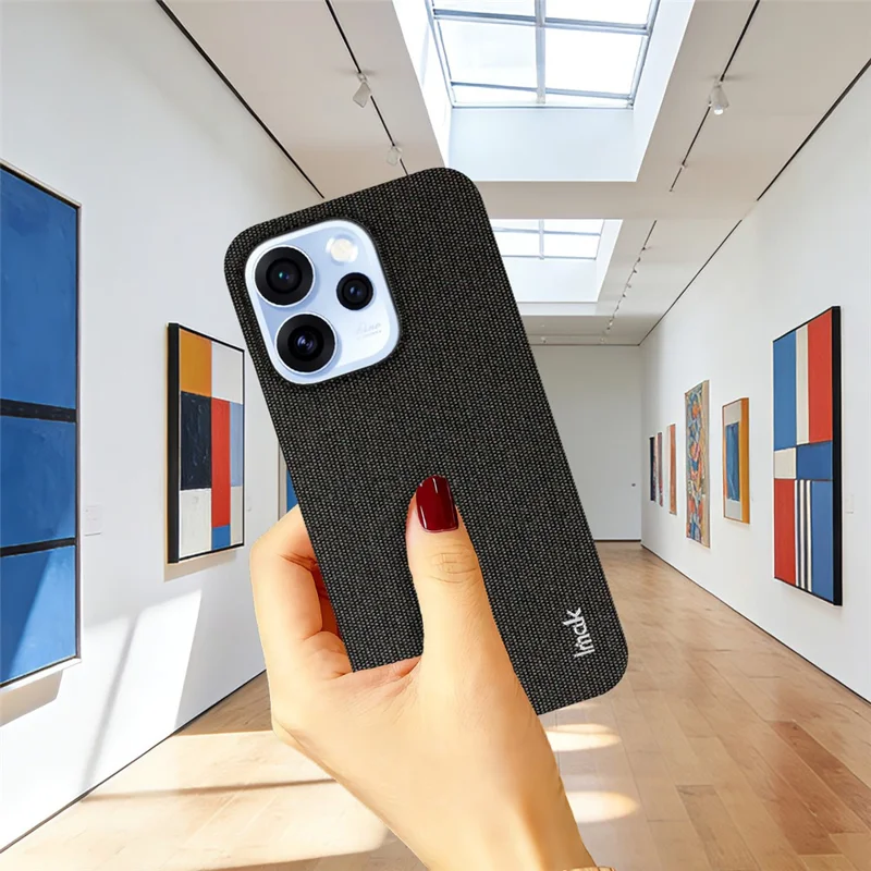 IMAK Ruiyi Series for Oppo Reno15 Pro 5G (Global) / Reno15 5G (China) Case Fabric Texture Leather + PC Phone Back Cover - Black