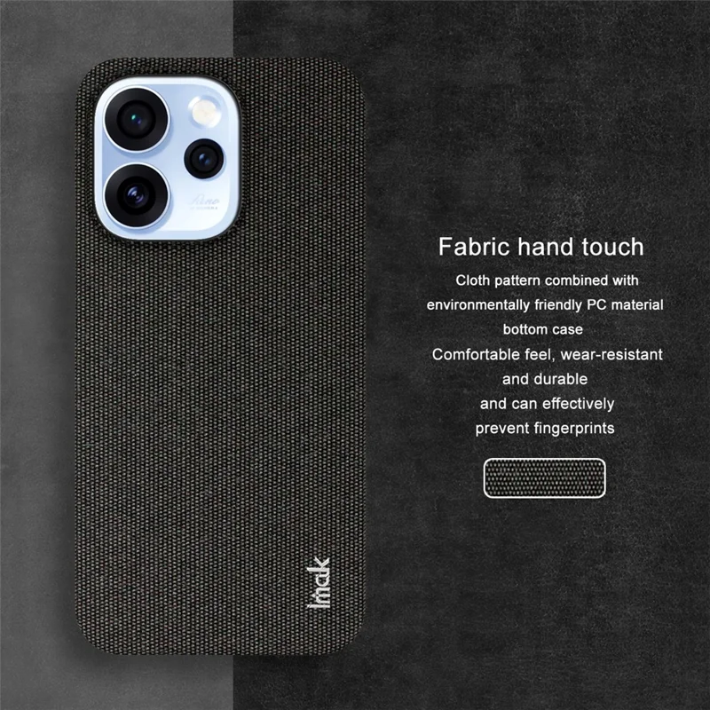 IMAK Ruiyi Series for Oppo Reno15 Pro 5G (Global) / Reno15 5G (China) Case Fabric Texture Leather + PC Phone Back Cover - Black