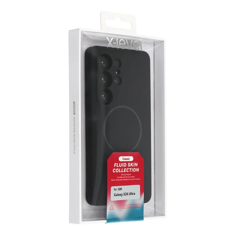 X-LEVEL For Samsung Galaxy S26 Ultra Magnetic Case Liquid Silicone Phone Back Cover Skin Touch - Black