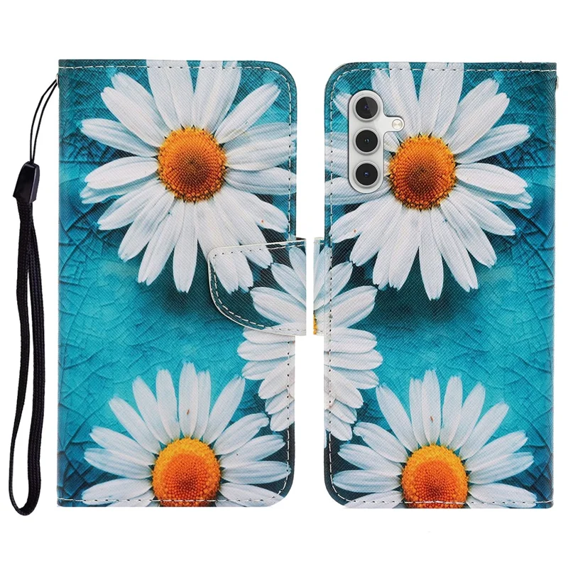 Phone Case For Samsung Galaxy S26  /  S26 Pro Pattern Printing Protective Leather Folio Phone Cover with Wrist Strap - Chrysanthemum