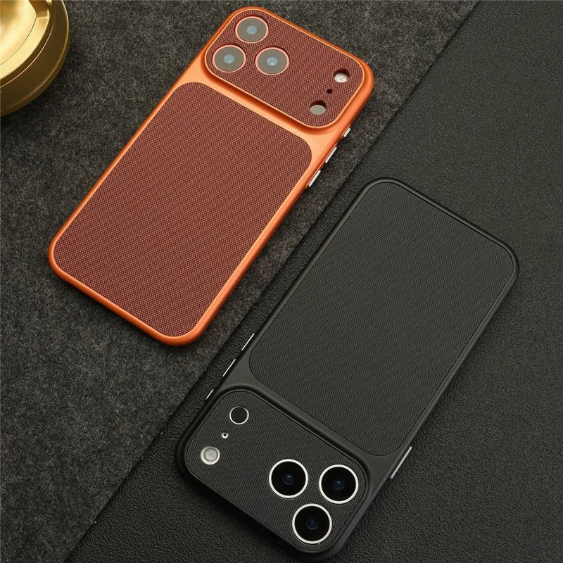 For iPhone 17 Pro Magnetic Case Fabric Texture PC Anti-Scratch Phone Cover Compatible with MagSafe - Ochre Brown