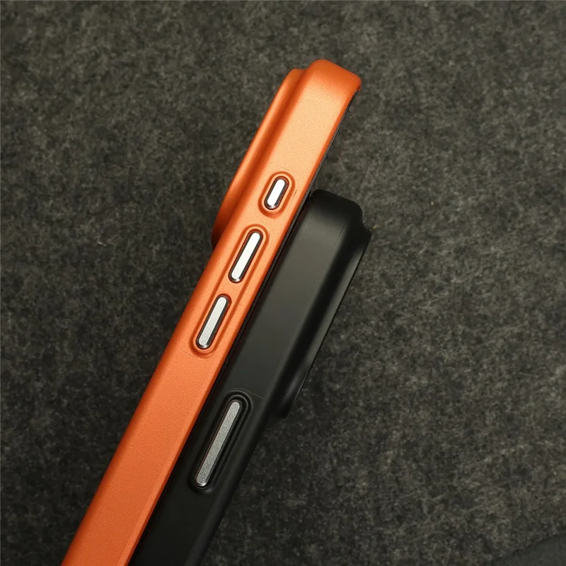 For iPhone 17 Pro Magnetic Case Fabric Texture PC Anti-Scratch Phone Cover Compatible with MagSafe - Ochre Brown