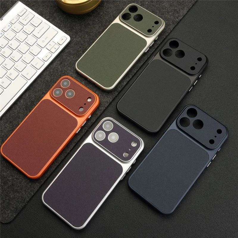 For iPhone 17 Pro Magnetic Case Fabric Texture PC Anti-Scratch Phone Cover Compatible with MagSafe - Ochre Brown