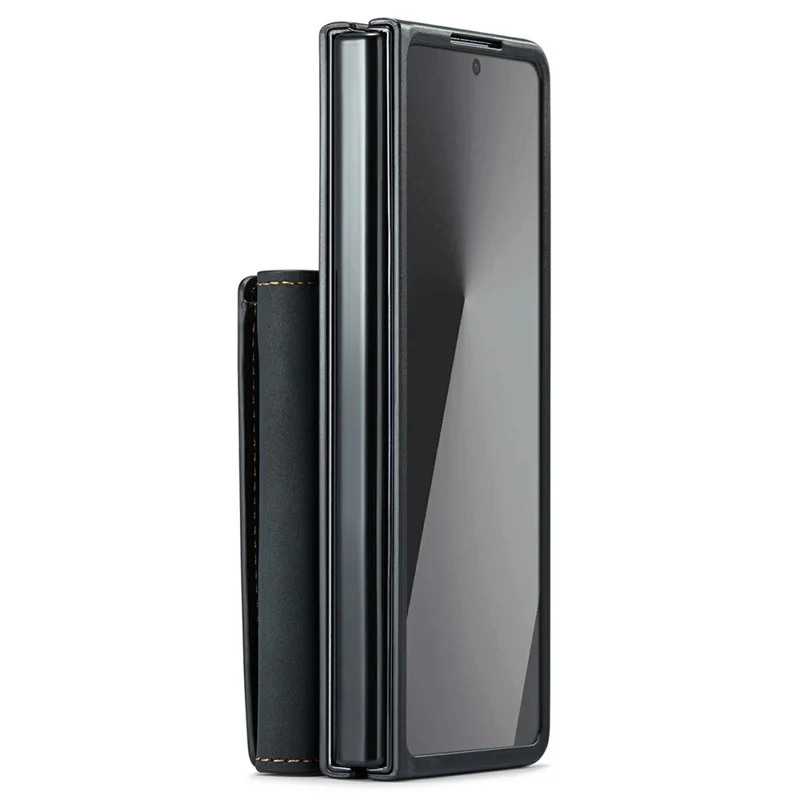 DG.MING M1 Series for Samsung Galaxy Z Fold7 5G Phone Case PU + TPU + PC Back Cover with Magnetic Tri-Fold Wallet Kickstand - Black