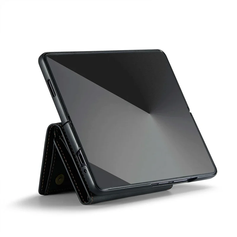 DG.MING M1 Series for Samsung Galaxy Z Fold7 5G Phone Case PU + TPU + PC Back Cover with Magnetic Tri-Fold Wallet Kickstand - Black