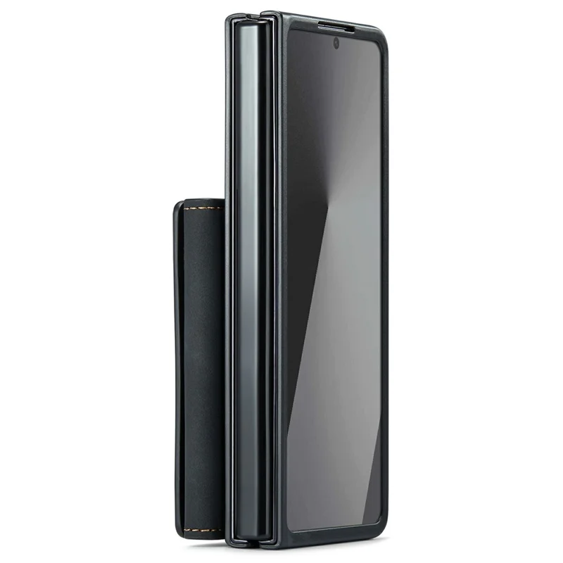 DG.MING Série M2 pour Samsung Galaxy Z Fold7 5G Étui Magnétique avec Revêtement PU + PC + TPU Coque de Téléphone avec Porte-cartes Détachable et Support - Noir