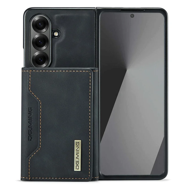 DG.MING Série M2 pour Samsung Galaxy Z Fold7 5G Étui Magnétique avec Revêtement PU + PC + TPU Coque de Téléphone avec Porte-cartes Détachable et Support - Noir