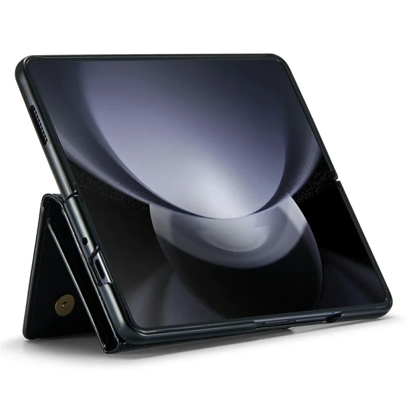 DG.MING M3 Series For Samsung Galaxy Z Fold5 5G Magnetic Case Glittery Kickstand Cover with Detachable Wallet - Black