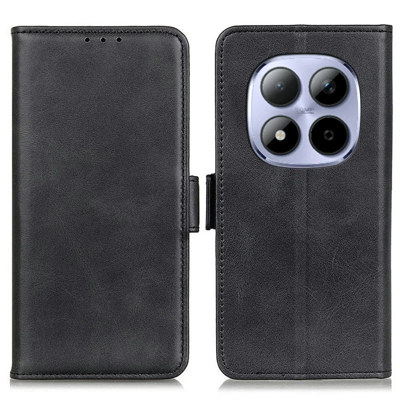 For Xiaomi Redmi Note 15 Pro+ 5G (Global)  /  Poco M8 Pro 5G Case Stand Cowhide Texture PU Leather Phone Cover - Black