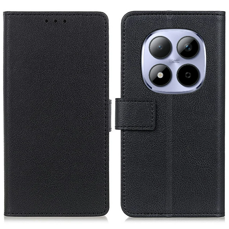 Funda para teléfono con soporte y cartera de cuero PU para Xiaomi Redmi Note 15 Pro 4G (Global) - Negro
