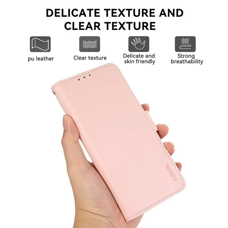 ABEEL For Xiaomi Redmi Note 15 Pro+ 5G (Global)  /  Poco M8 Pro 5G Case Leather Phone Cover with RFID Blocking Wallet - Pink
