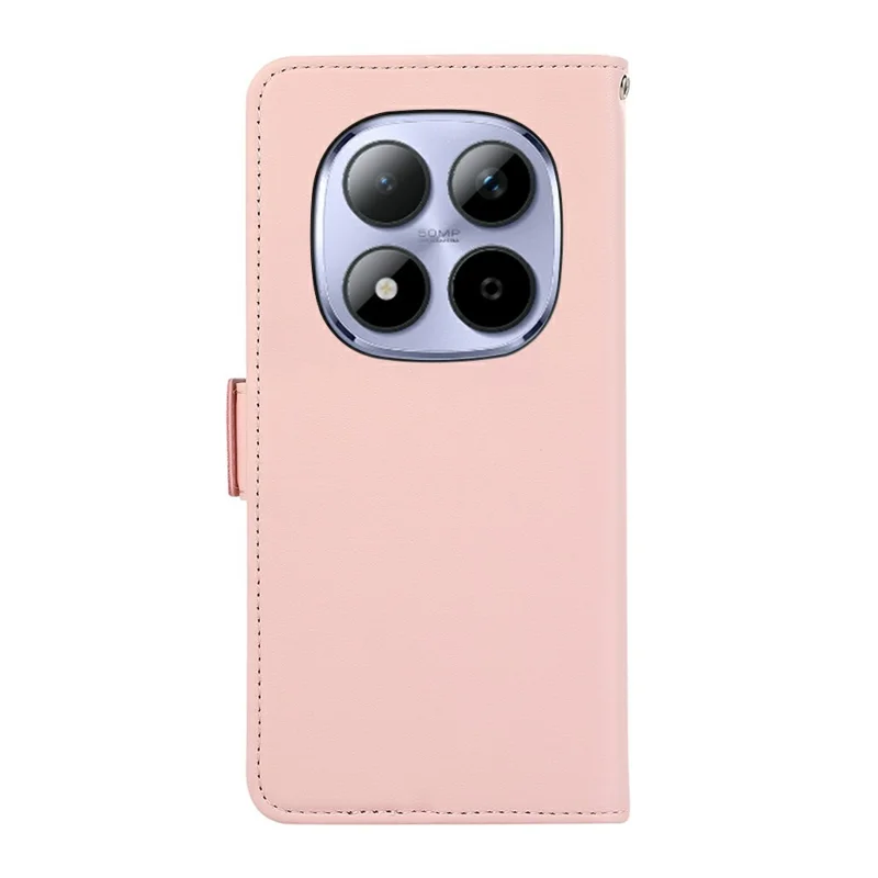ABEEL For Xiaomi Redmi Note 15 Pro+ 5G (Global)  /  Poco M8 Pro 5G Case Leather Phone Cover with RFID Blocking Wallet - Pink