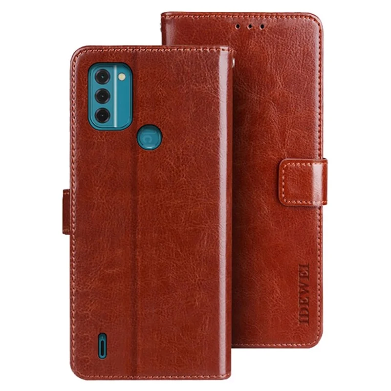 Idewei Для Nokia C31 4G Crazy Horse Texture Shockper Phone Case Stand Flip Leather Wallet Cover Phone - Коричневый
