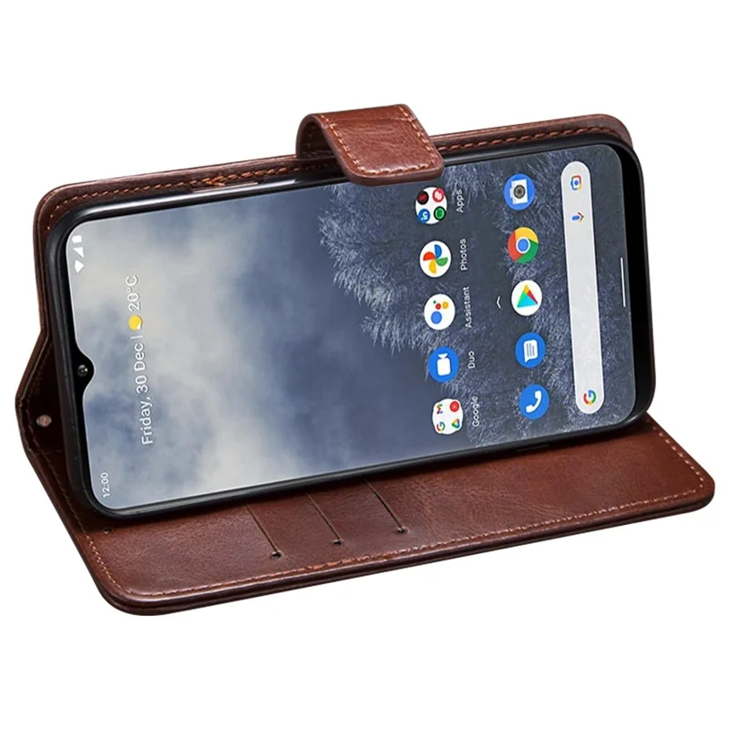 Idewei Для Nokia C31 4G Crazy Horse Texture Shockper Phone Case Stand Flip Leather Wallet Cover Phone - Коричневый