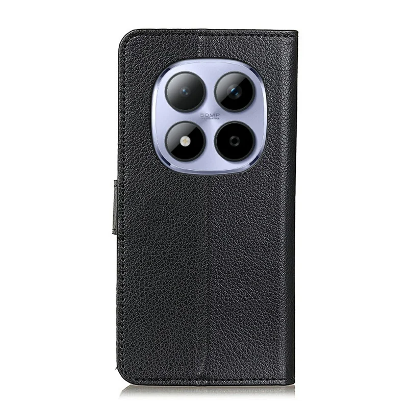 For Xiaomi Redmi Note 15 Pro 4G (Global) Wallet Case PU Leather Phone Cover Litchi Texture - Black