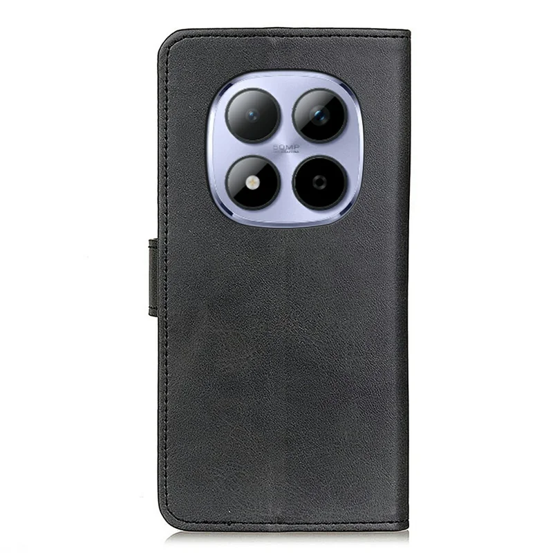 Funda para Xiaomi Redmi Note 15 Pro 4G (Global) con textura de cuero de vaca, carcasa con billetera y soporte tipo cuero PU - Negro