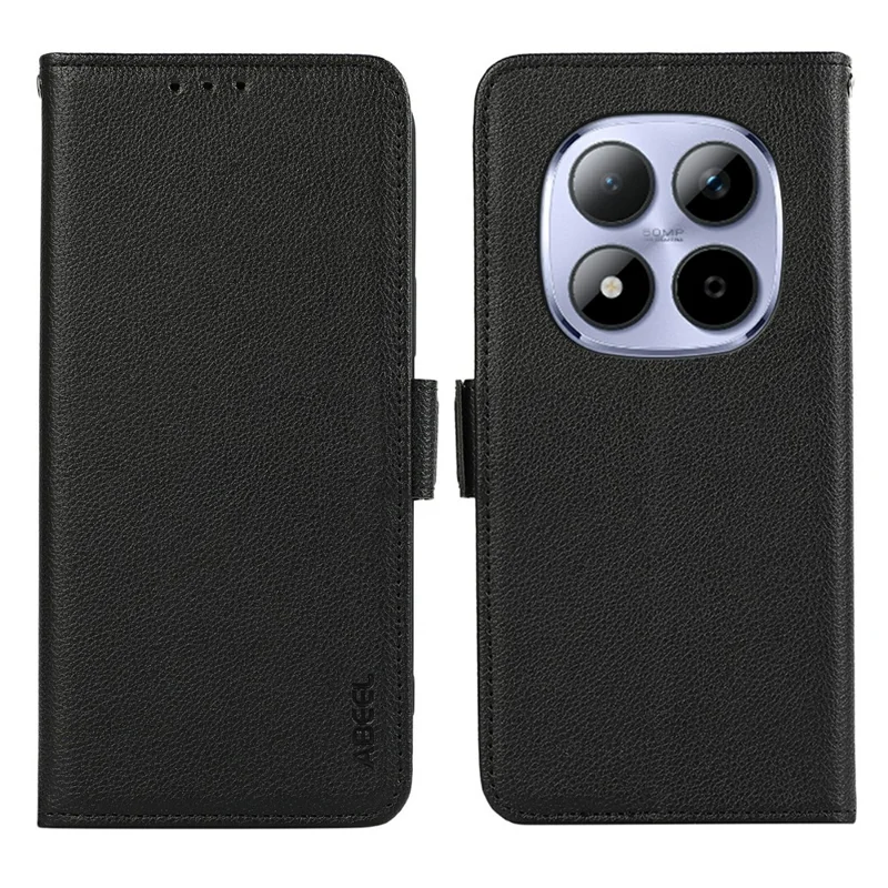ABEEL Funda para Xiaomi Redmi Note 15 Pro 4G (Global) con Textura de Cuero Tipo Lichi, Carcasa Antirrobo RFID - Negro