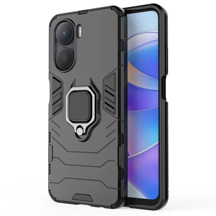 Для Чести Play 40 Plus 5G Держатель Кольца Kickstend Cash Case Hard PC+Soft Tpu-устойчивый - Черный