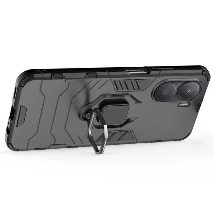 Для Чести Play 40 Plus 5G Держатель Кольца Kickstend Cash Case Hard PC+Soft Tpu-устойчивый - Черный